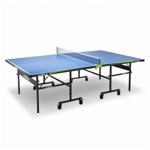 JOOLA Outdoor Table Tennis Table - Multi Use Conference Table Dining Table - Concrete Wood Look Includes Steel Outdoor Ping Pong Net Set & Frame - Hybrid Indoor Outdoor Ping Pong Table