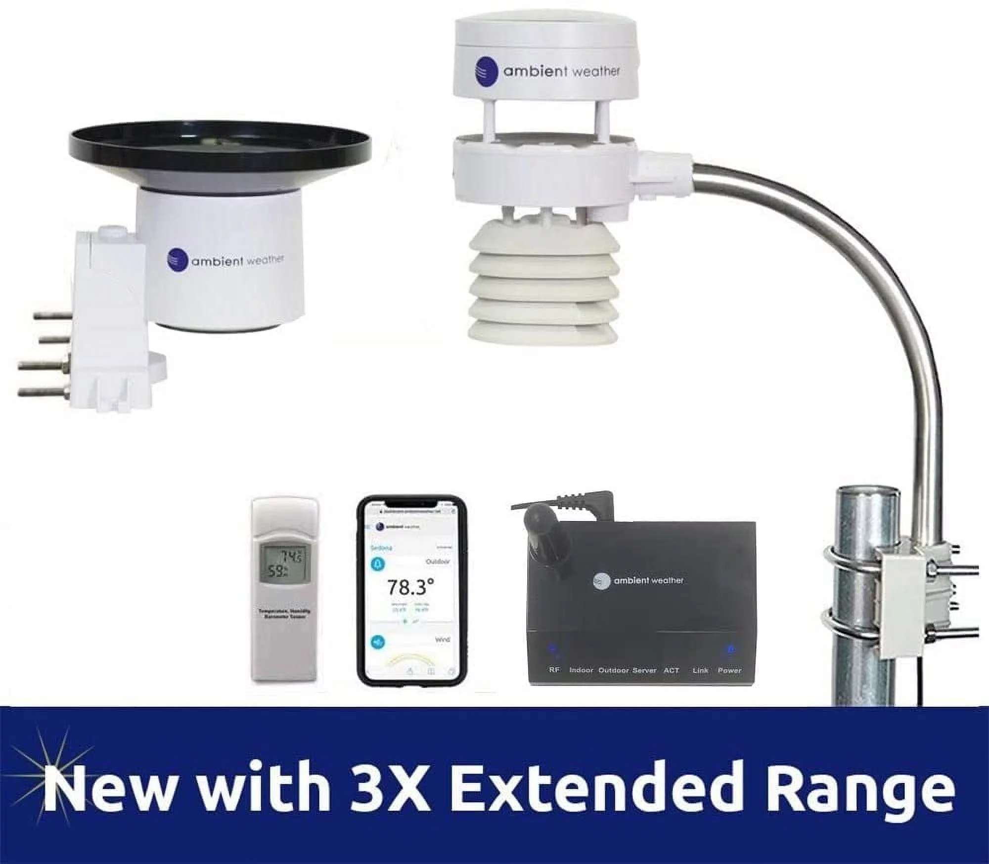 Ambient Weather WS-5000-IP Ultrasonic Professional Smart Weather Station with Remote Monitoring and Alerts