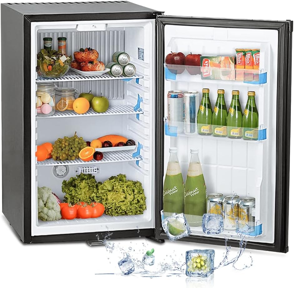 Mini Fridge for Truck Drivers with Lock 1.4 Cu.Ft, Semi Truck Fridge, Absorption Refrigerator 12v/110v for Camper, Truck, Rv, Bedroom,Black