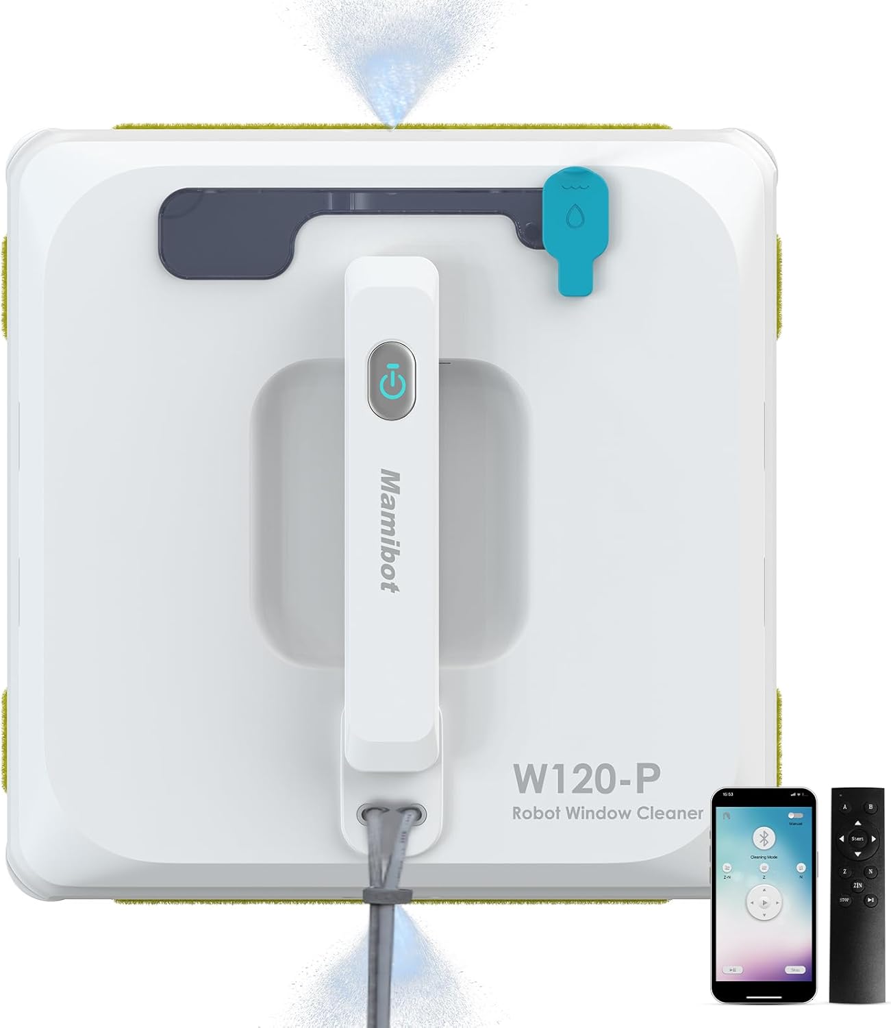 Mamibot W120-P Automatic Dual Water Spray Window Cleaning Robot with Anti-Falling Sensor Edge Detection Technology,Robotic Window Cleaner for Indoor&Outdoor Glass Cleaning