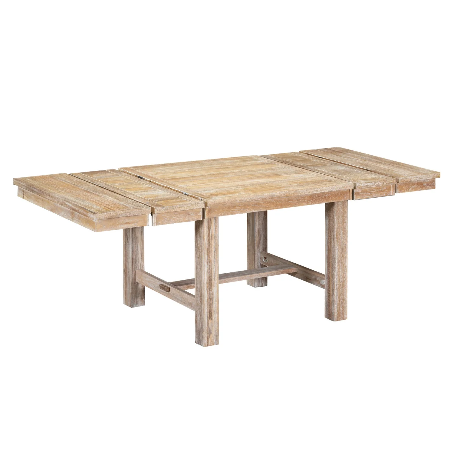 Churanty Farmhouse Extendable Dining Table Set for 6, Solid Wood Rectangular Kitchen Table Set with Removable Leaf,4 Upholstered Chairs and Bench, Natural