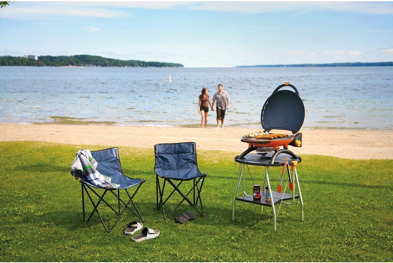 Napoleon TravelQ PRO285 Portable Tabletop Grill on Cart (PRO285N-BK-PRO285-STAND), Natural Gas