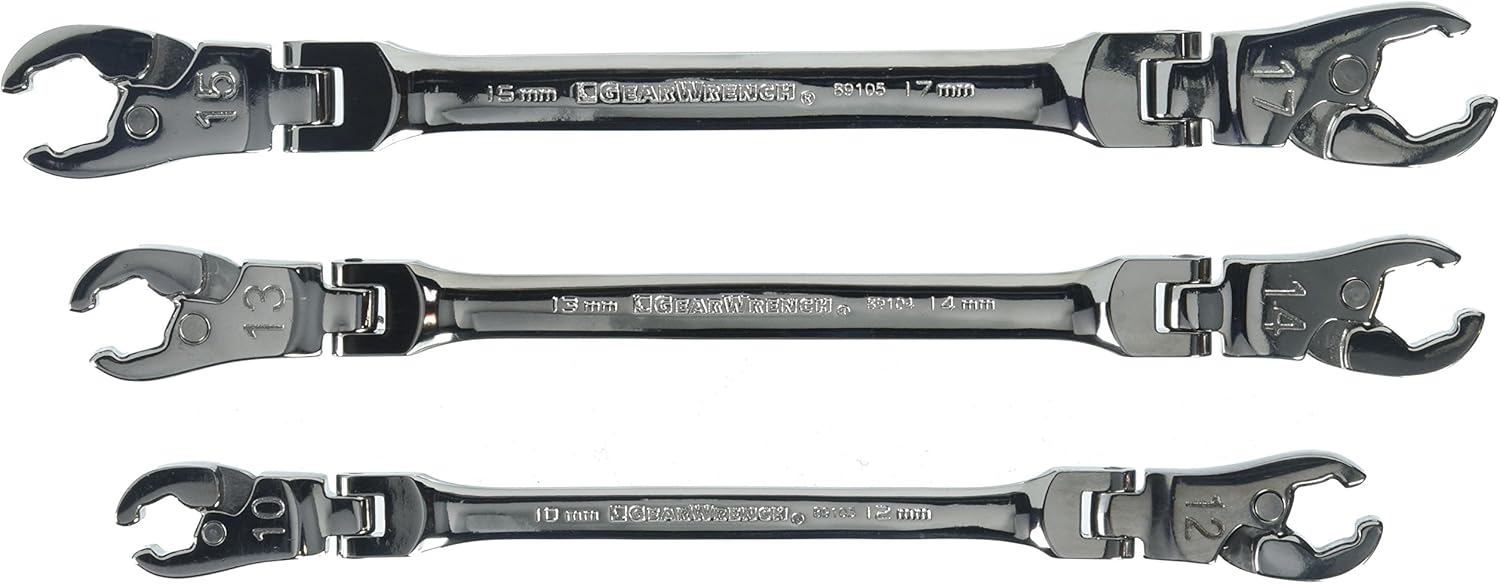 GEARWRENCH 5 Pc. Ratcheting Flex Head Flare Nut Wrench Set, SAE - 89100