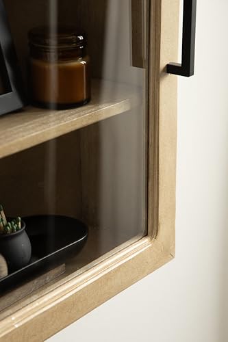 Kate and Laurel Arcott Modern Arch Wall Cabinet, 21 x 8 x 30, Natural Wood and White, Transitional Arched Cabinet for Use as Over-The-Toilet Storage or Living Room Storage Cabinet