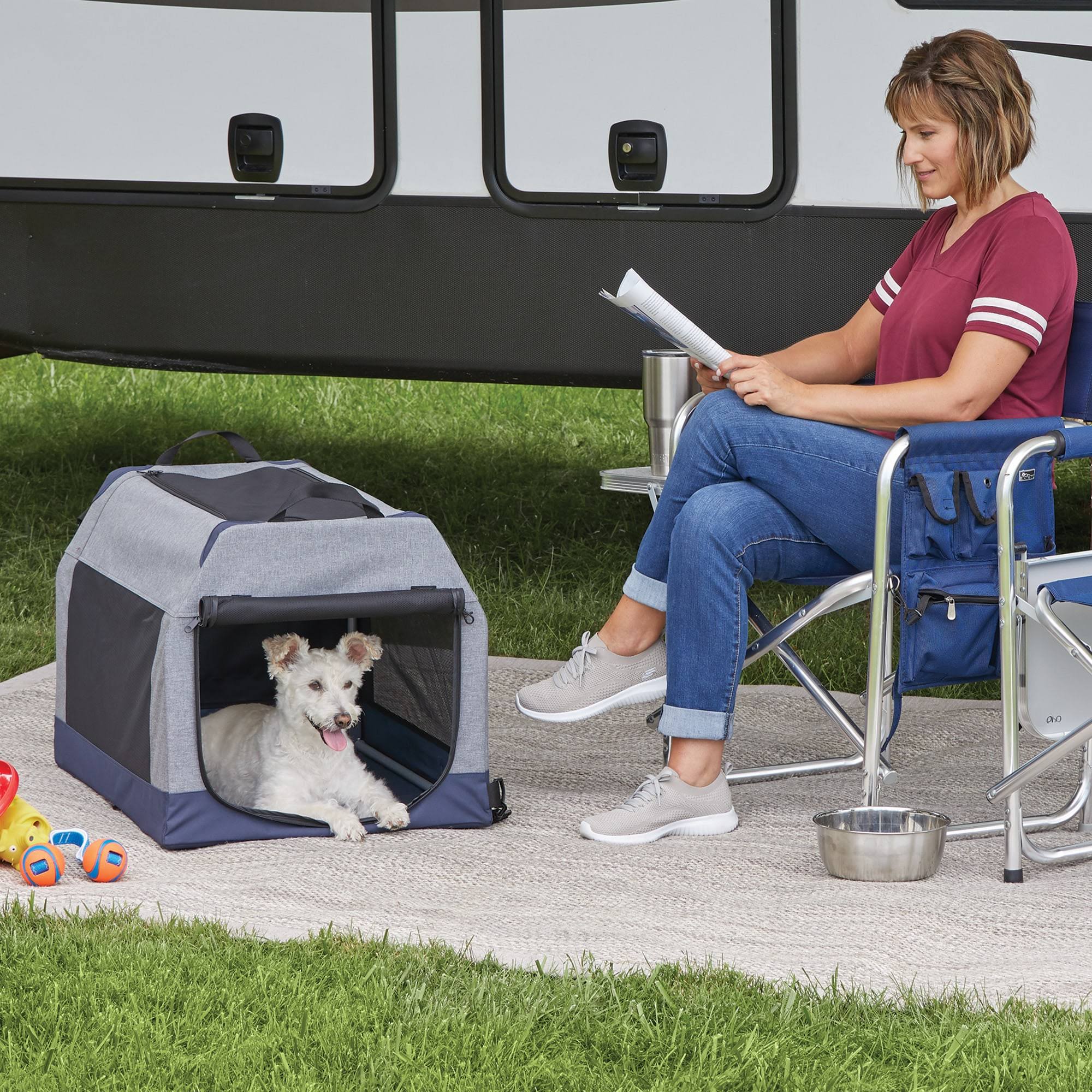 Midwest Canine Camper Dog Tent Crate, Gray, Medium