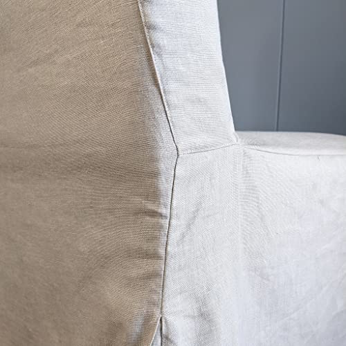 100% European Linen Cotton, Compatible with IKEA Henriksdal Floor Length Dining Chair Cover, Solid Beige - Set of 4
