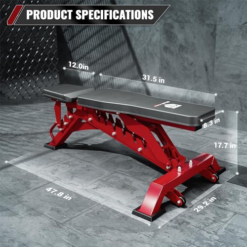 Major Fitness Weight Bench,1300 LBS Capacity Bench Press and 32 Adjustable Positions Strength Training Bench for Garage and Home Gym Workouts, Weight Lifting, and Bench Press