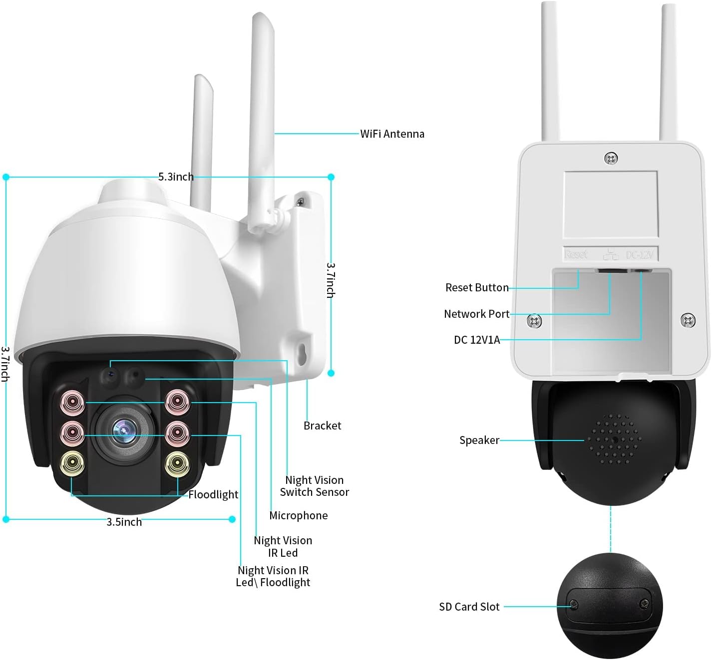 Security Camera Outdoor,Wireless WiFi Home HD 1080P Security Camera System 360° View,Reidubo Dome Surveillance Camera with Motion Detection, Auto Tracking, Two Way Audio,Full Color Night Vision