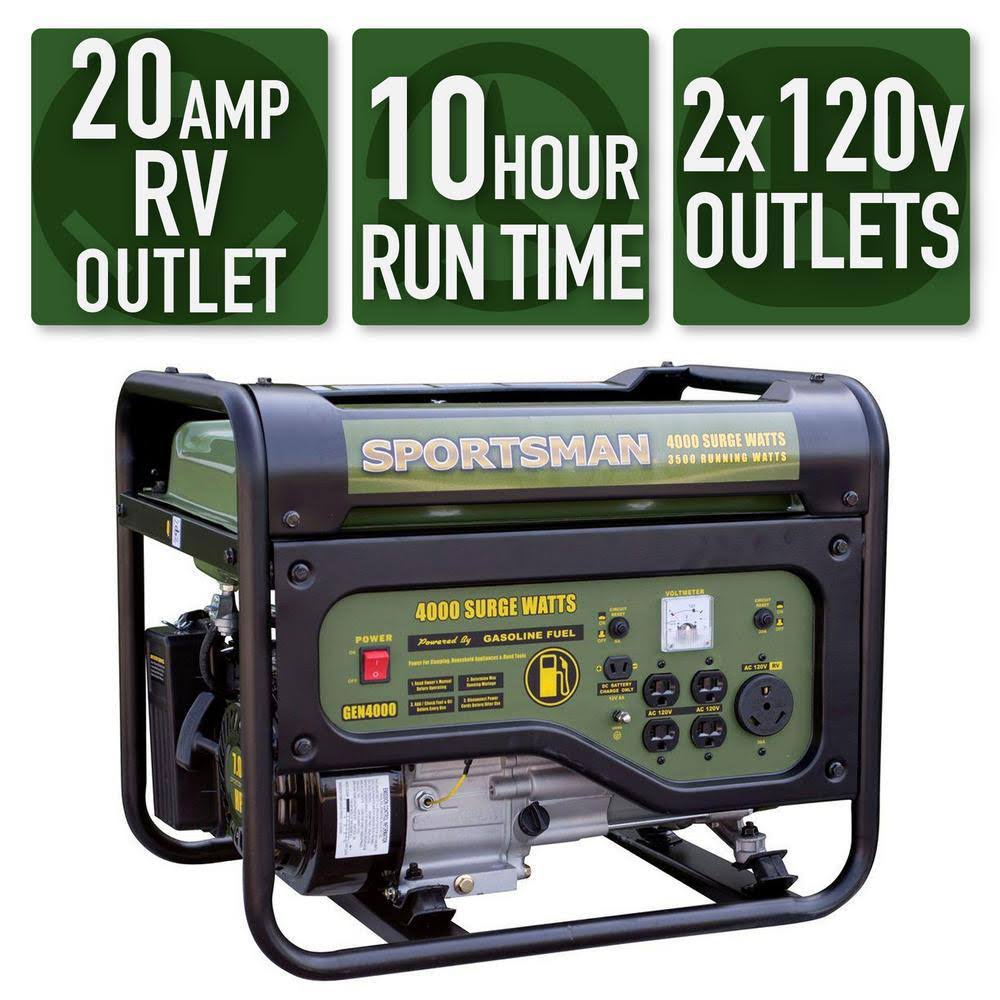4,000/3,500-Watt Gasoline Powered Portable Generator with RV Outlet