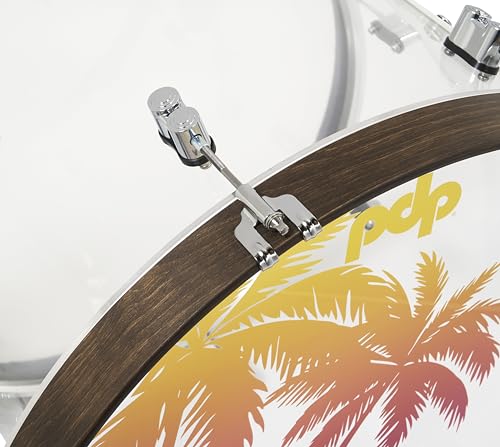 PDP By DW PDP 25th Anniversary 4-Piece Clear Acrylic with Walnut Stain Hoops Drum Set Shell Pack (PDLT221425TH)