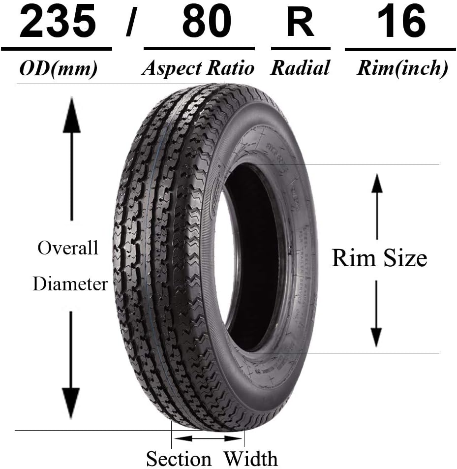 Set of 4 Radial Trailer Tires ST235/80R16 Load Range E 2358016 10PR Speed Rating N 235-80R-16 Trailer Tires