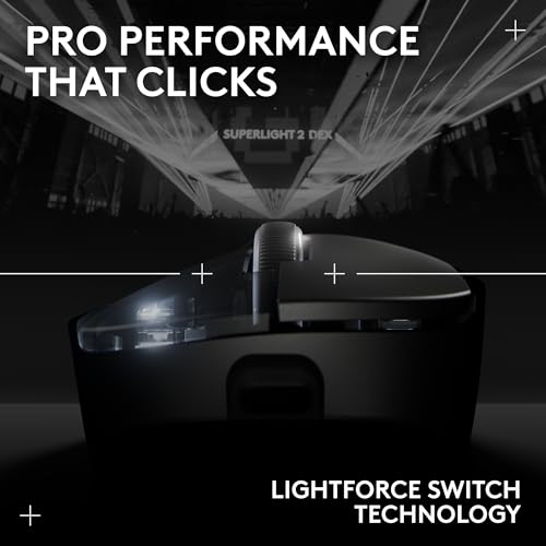 Logitech G PRO X Superlight 2 DEX Wireless Gaming Mouse, 60g pro-Grade Right-Handed Mouse with 5 programmable Buttons, USB-C Charging, 44k DPI Sensor, up to 8 kHz Polling for PC/Mac - White