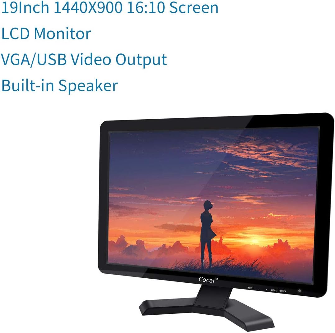 Touchscreen Monitor, 19 inch LCD Monitor POS Touchscreen Monitor 1440x900 High Res Built-in Touchscreen Display VGA USB Touch-Screen Monitor for PC POS Cashier Restaurant Bar Coffee Store