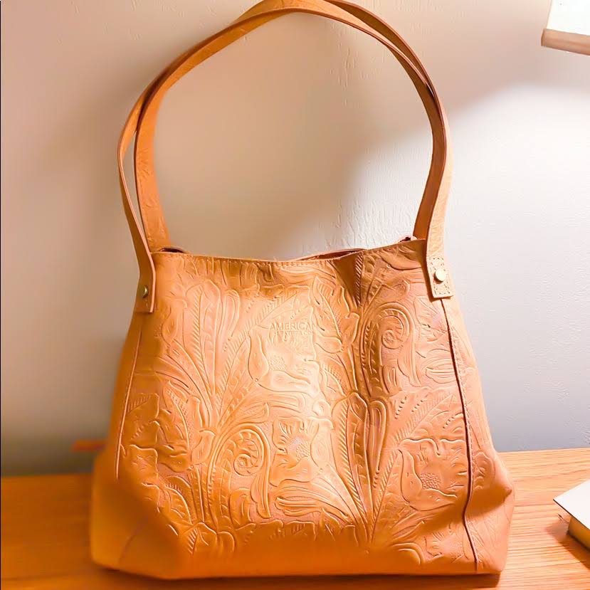 American Leather Co. Liberty Shopper Cafe Latte Tooled