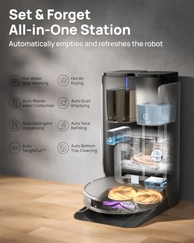 3i P10 Ultra Robot Vacuum and Mop Combo, Extendable Pad for Edge & Corner Mopping, 18000 Pa Suction Deep Cleaning, Auto Hot Water Washing & Drying, Self-Emptying, Self-Refilling, AI Obstacle Avoidance