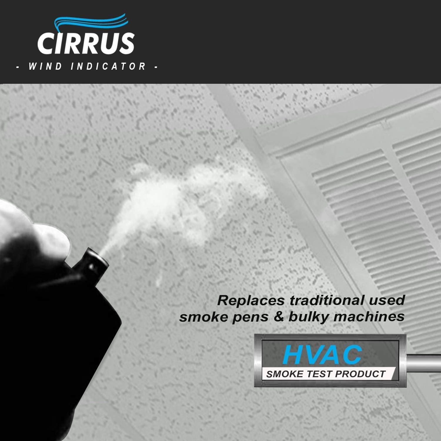 Cirrus Wind Indicator - HVAC Tool Kit with Led Rechargeable Flashlight and Power Bank - Safe and Portable - Trusted Smoke Detector of HVAC Technician