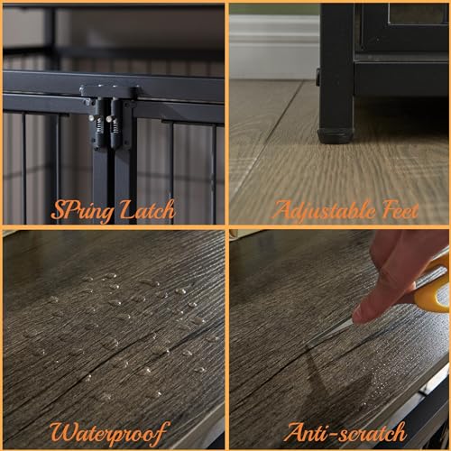 Furniture Style Dog Crate for Small/Medium Dog, Heavy Duty Anti-Chew Dog Kennel Furniture with 3 Doors, Wooden Decorative Indoor Basic Dog Cage with 3-Layer Storage Shelves