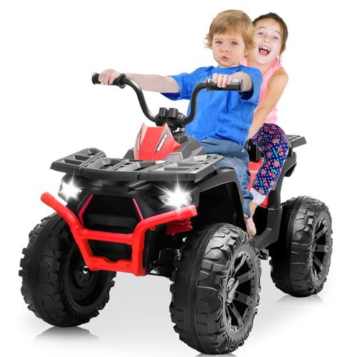 24V 2 Seater Ride on Toys, Kids Quad ATV w/400W Motors, Battery Powered Electric Vehicle w/Spacious Seater, LED Light Bluetooth, MP3, Spring Suspension, 4 Wheeler for Boy Girl, Orange
