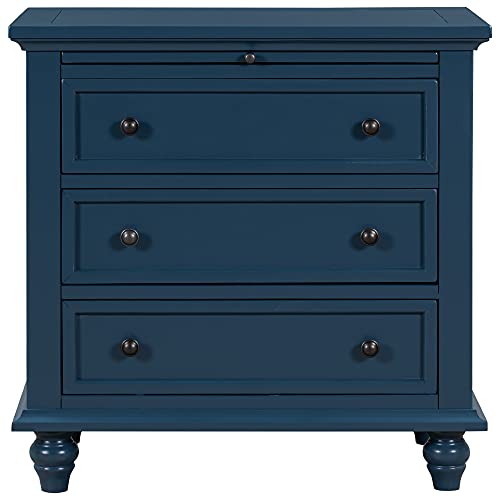 3-Drawer Bedroom Nightstand Storage Cabinet, Bedside Table End Table with Pull Out Tray, Modern Wooden Side Table Dresser for Bedroom Hallway Living Room (Black)