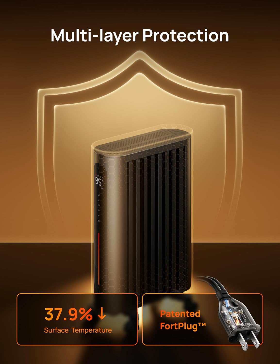 Dreo Oil Filled Radiator Heater, 1500W Oil Heater with Remote Control, 3 Modes, 24-hour Timer Switch, FortPlug, Child Lock, Heaters for Indoor Use,Oil Heaters for Indoor Use Large Room, Black