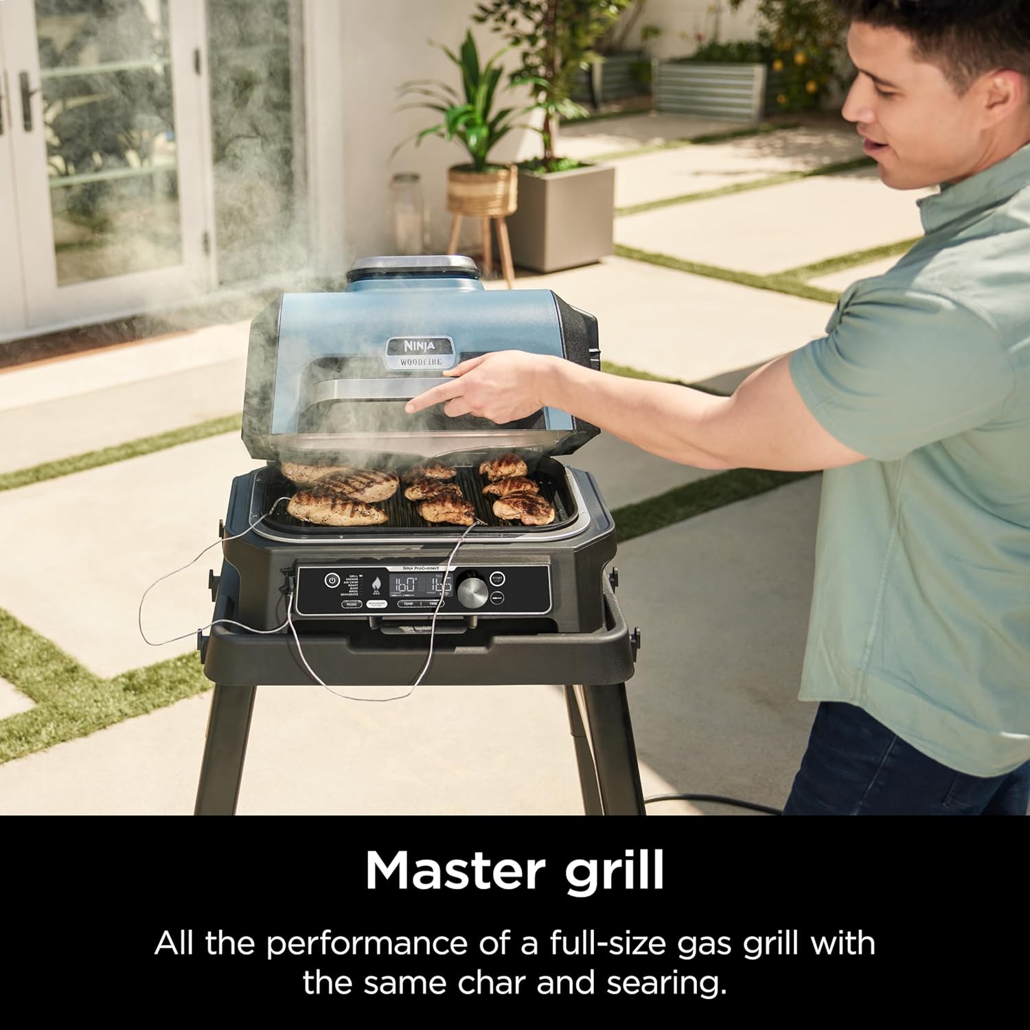 Ninja Woodfire ProConnect Premium XL Grill & Smoker Bundle with Cleaning Brush for OG700/800/900 Series Grills