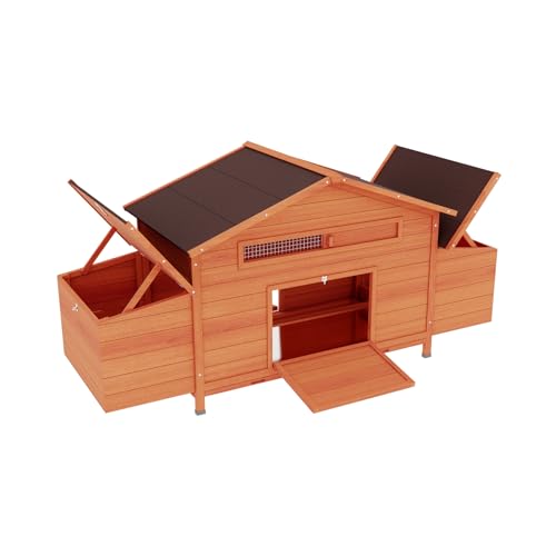 3-Tier Large Wooden Chicken Coop for 8-10 Chickens,Outdoor Walk-in Chicken Coop House with Run&Nesting Boxes,Hen House Poultry Pet Habitat Hutch Cage W/Pull Out Trays&Wire Fencing(95"×80"×83")