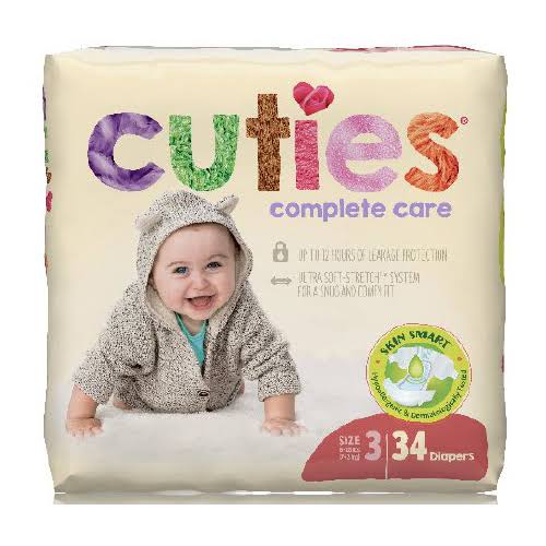 Cuties Complete Care Diapers, Size 3, 34/BG