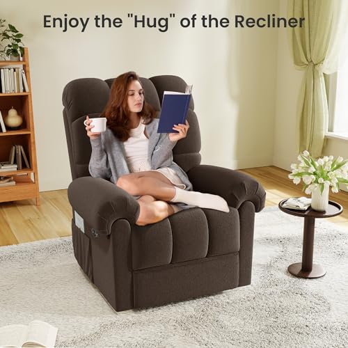2024 New Power Recliner Chair for Adults, Adjustable Electric Power Chair Lift Recliner, USB Port, Ultra-Comfy Teddy Fleece Recliner for Living Room, Tool-Less Setup Single Sofa, Beige white