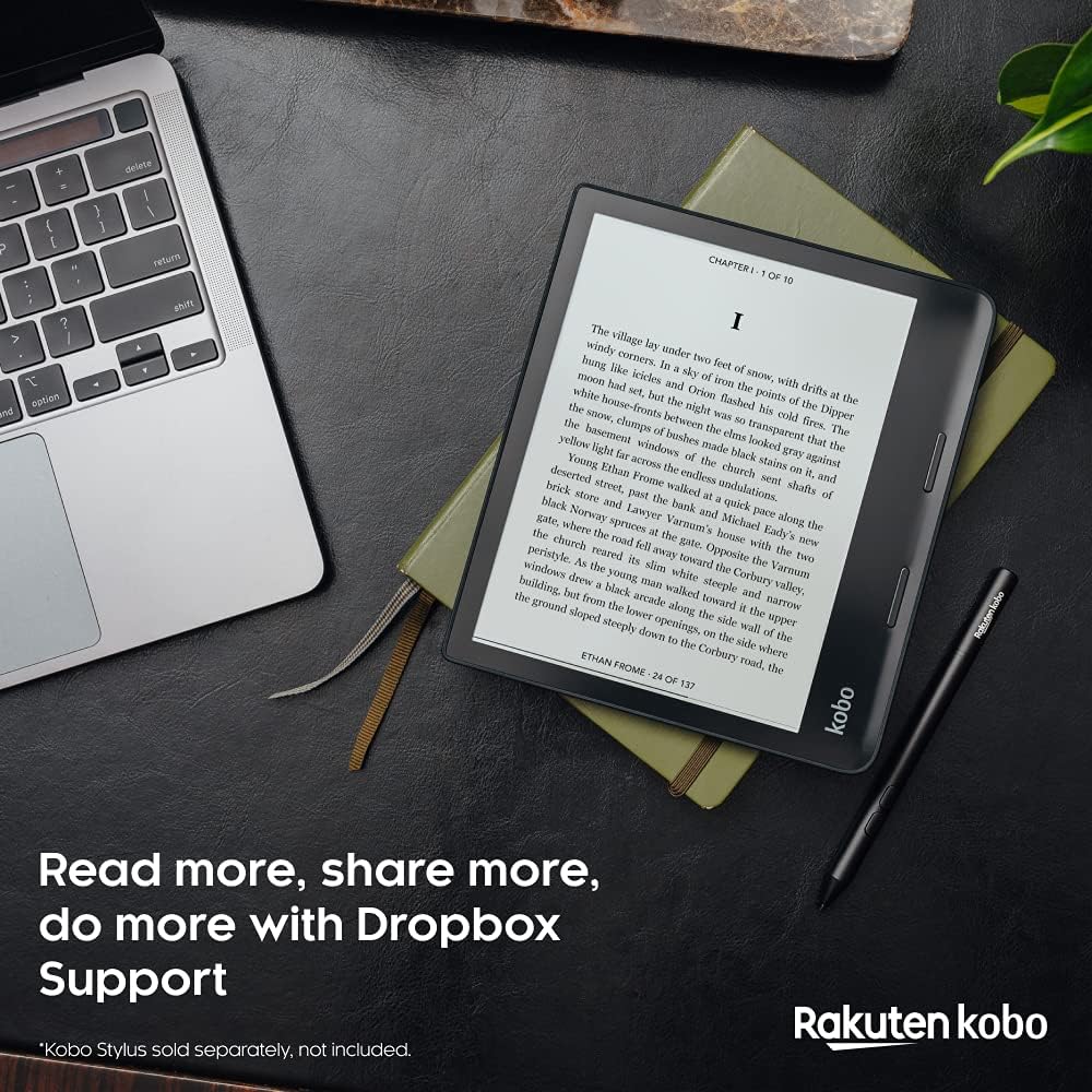 Kobo Sage | eReader | 8�?HD Glare Free Touchscreen | Waterproof | Adjustable Brightness and Color Temperature | Blue Light Reduction | Bluetooth | WiFi | 32GB of Storage | Carta E Ink Technology