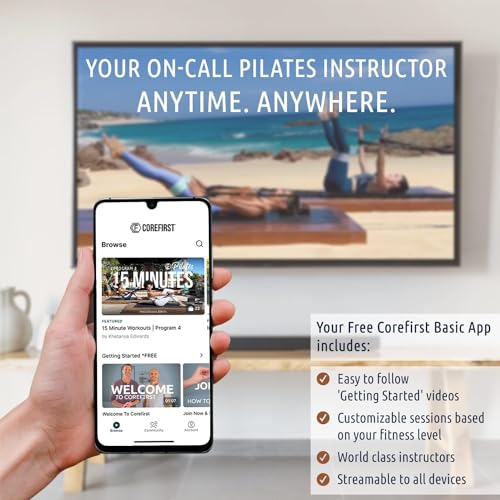 COREFIRST Premium Resistance Pilates System - Reformer Style Pilates–Premium Resistance Bands Set Lightweight Portable Pilates for Home–App Workouts for All Levels