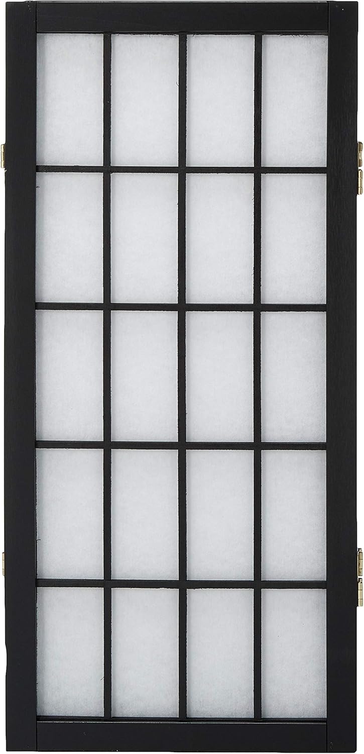 Oriental Furniture 2 ft. Tall Desktop Window Pane Shoji Screen - Black - 3 Panels(B)