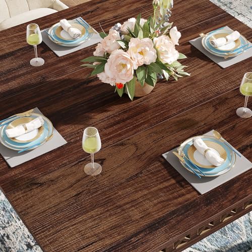Tribesigns 43" Square Dining Table for 4, 2-4 Person Farmhouse Wood Dining Room Table (Rustic Brown, Heavy Duty Legs)