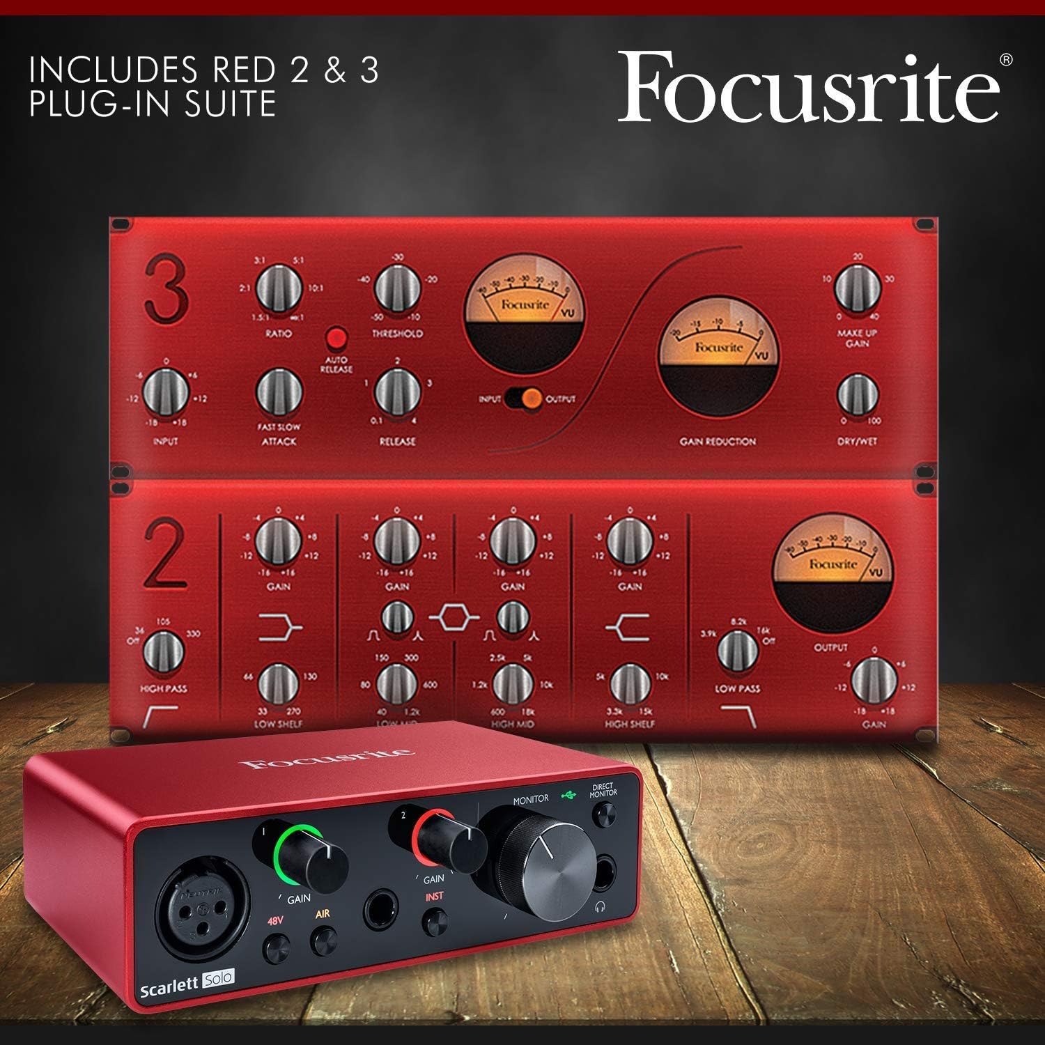 Focusrite Scarlett 4i4 USB Audio Interface (3rd Generation) + Tascam TM-80 Studio Condenser Microphone, Samson SR850 Stereo Headphones, Xpix Pop Filter, Cables and Professional Accessories