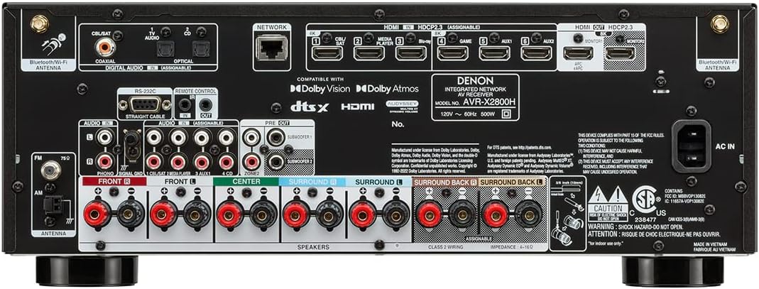 Denon AVR-X2800H 7.2 Ch Receiver - 8K UHD Home Theater AVR (95W X 7), Wireless Streaming via Built-in HEOS, Bluetooth & Wi-Fi, Dolby Atmos, DTS Neural:X & DTS:X Surround Sound