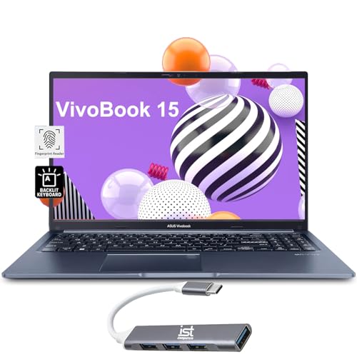 ASUS VivoBook 15 Business Laptop (15.6" FHD, Intel 12-Core i5-1240P, 16GB RAM, 512GB PCIe SSD) Narrow-Bezel, Numeric Keypad, Backlit KB, Fingerprint, Wi-Fi 6, Webcam, IST Hub, Win 11 Pro, Quiet Blue