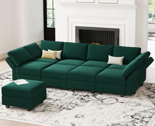 Belffin Oversized Modular Sectional Sofa L Shaped Couch Set with Reversible Chaise Convertible L Shape Sectional Sofa Black