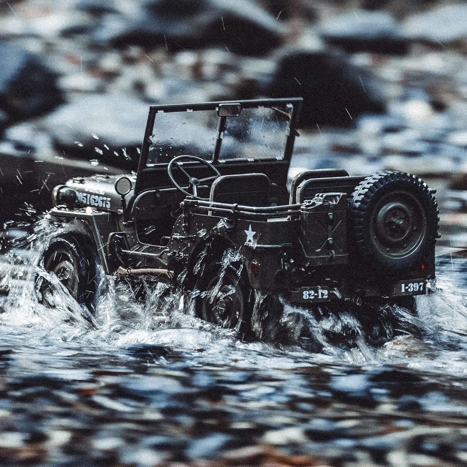 RocHobby 1/12 1941 MB Scaler RC Jeep, 4x4 Hobby Grade RTR RC Car Mini RC Rock Crawler Military, 2.4Ghz RC Truck with 180 Brushed Motor, LED Lights, Battery and USB Charger for Adults