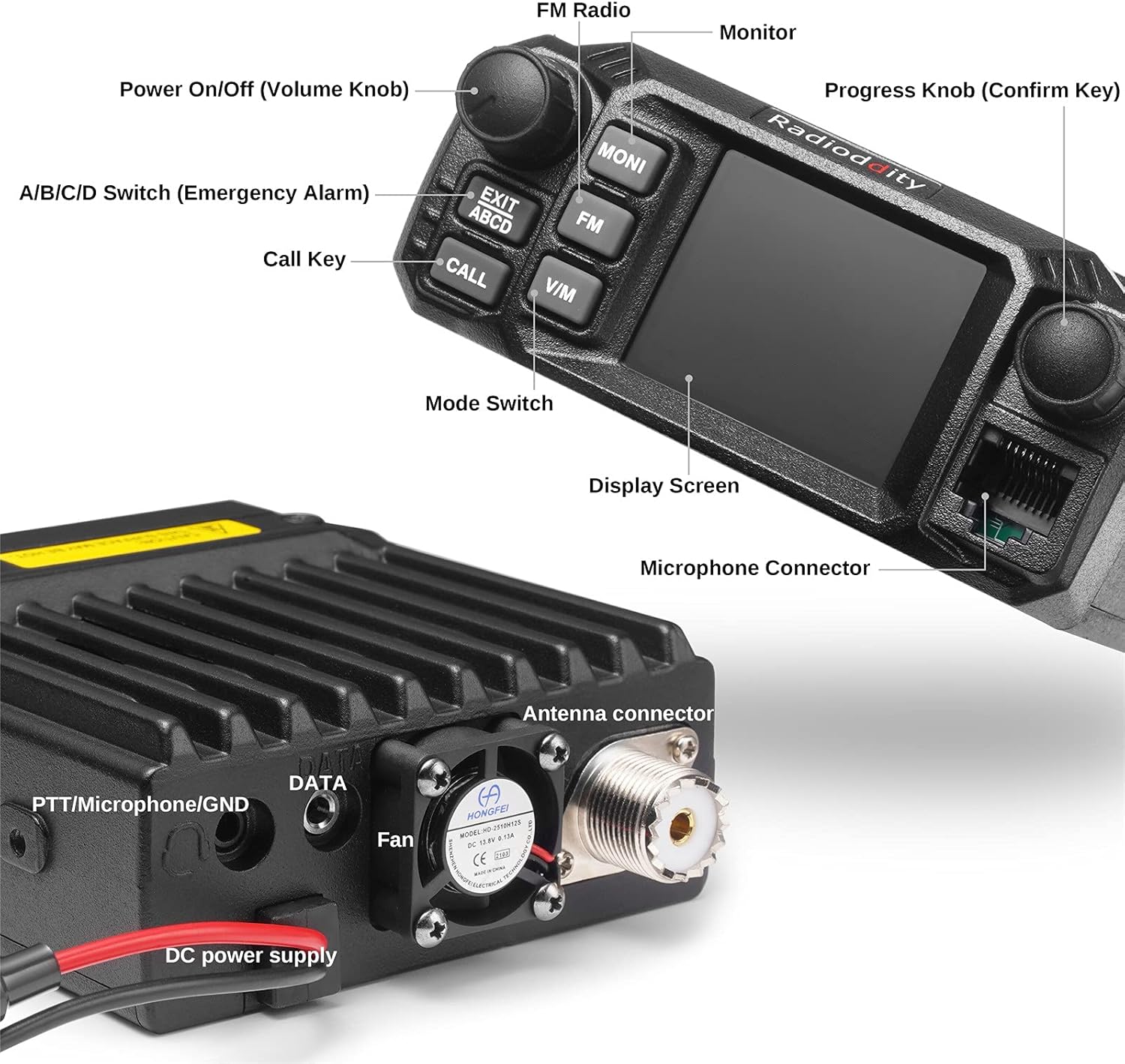 Radioddity DB25-G GMRS Mobile Radio, 25 Watts Two Way Radio Long Range, Quad Watch, GMRS Repeater Capable, with Dual Band Scanning Receiver, for Car Vehicle, Off Road, Overlanding