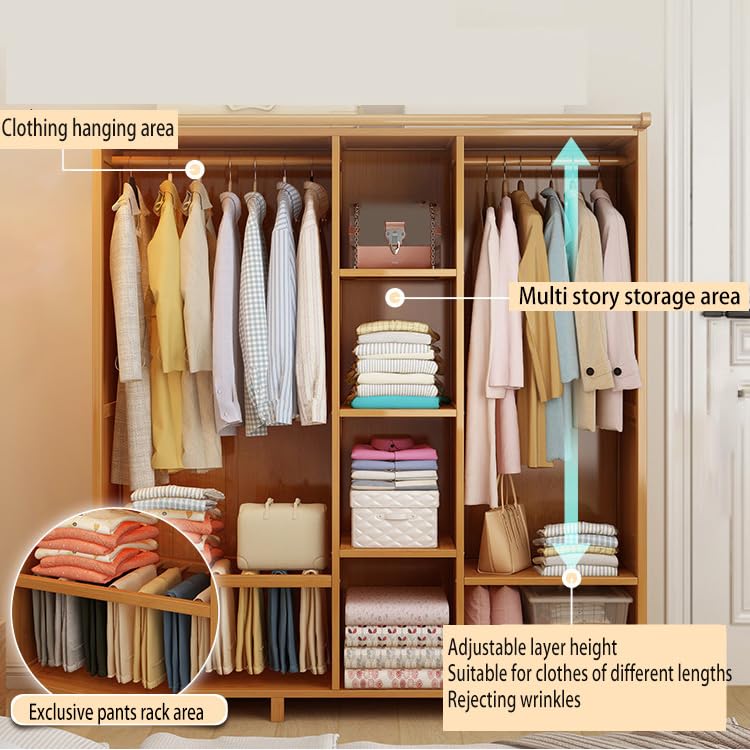 Easy to Install Wardrobe, Adjustable Height Storage of wardrobe Partition, Partition Storage with Suspenders, Suitable for bedrooms, Hotels, and Dormitories