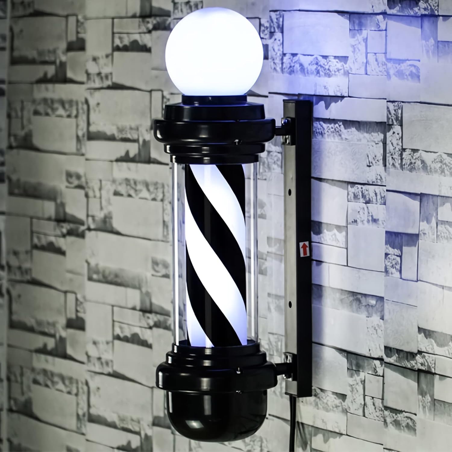 WDZD 27'' Barber Pole Light, Hair Salon Open Sign, Barber Shop Rotating Black White LED Strips, IP54 Waterproof Save Energy, Wall Mount