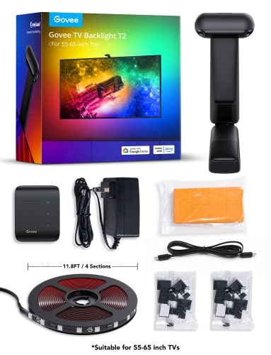 Govee Envisual TV LED Backlight T2 with Dual Cameras, RGBIC Wi-Fi LED Strip Lights for TVs