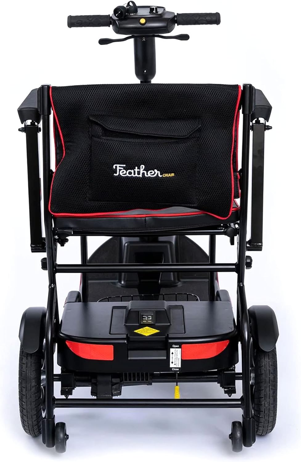 FeatherMobility - Black 4 Wheel Mobility Scooter 37 lb Frame - Long Range Battery, Compact Fold for Travel, with Arm Rests, and Basket - 265 lb Capacity