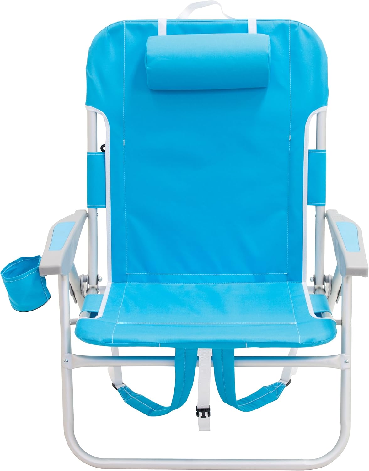 Rio Beach Big Boy 4-Position 13" High Seat Backpack Beach or Camping Folding Chair, Turquoise & Rio Beach lace-up Suspension Folding Backpack Beach Chair, Light Blue
