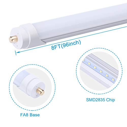 Single Pin T8 96" 8ft LED Tube 45W, 8' LED Fluorescent Tube Replacement,AC 85V 277V Input, 5000K Super Bright White,4500LM Frosted Lens Cover Super Bright 25-Pack… (25 Pack Frosted Cover)