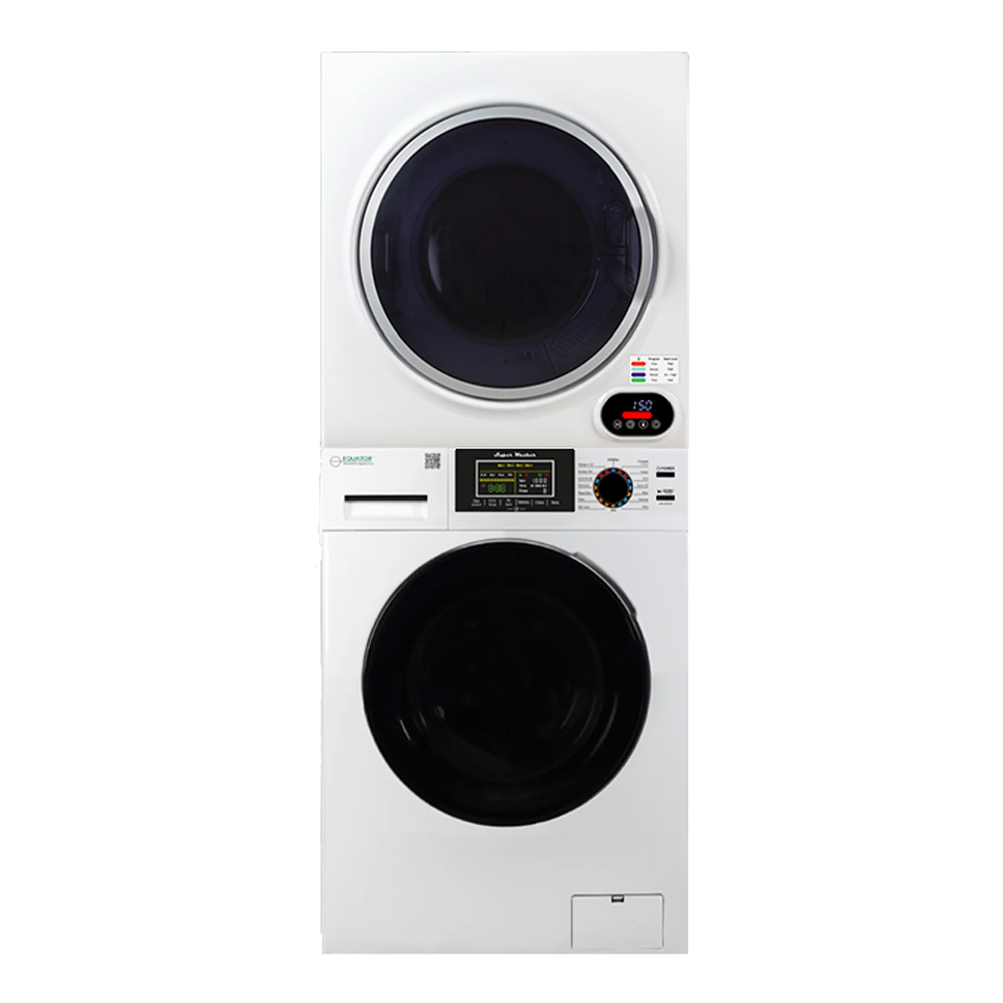 Space-saving Stackable Washer and Dryer set with Sanitize, Allergen, Quiet, Winterize and Short Dryer with Digital Cont.