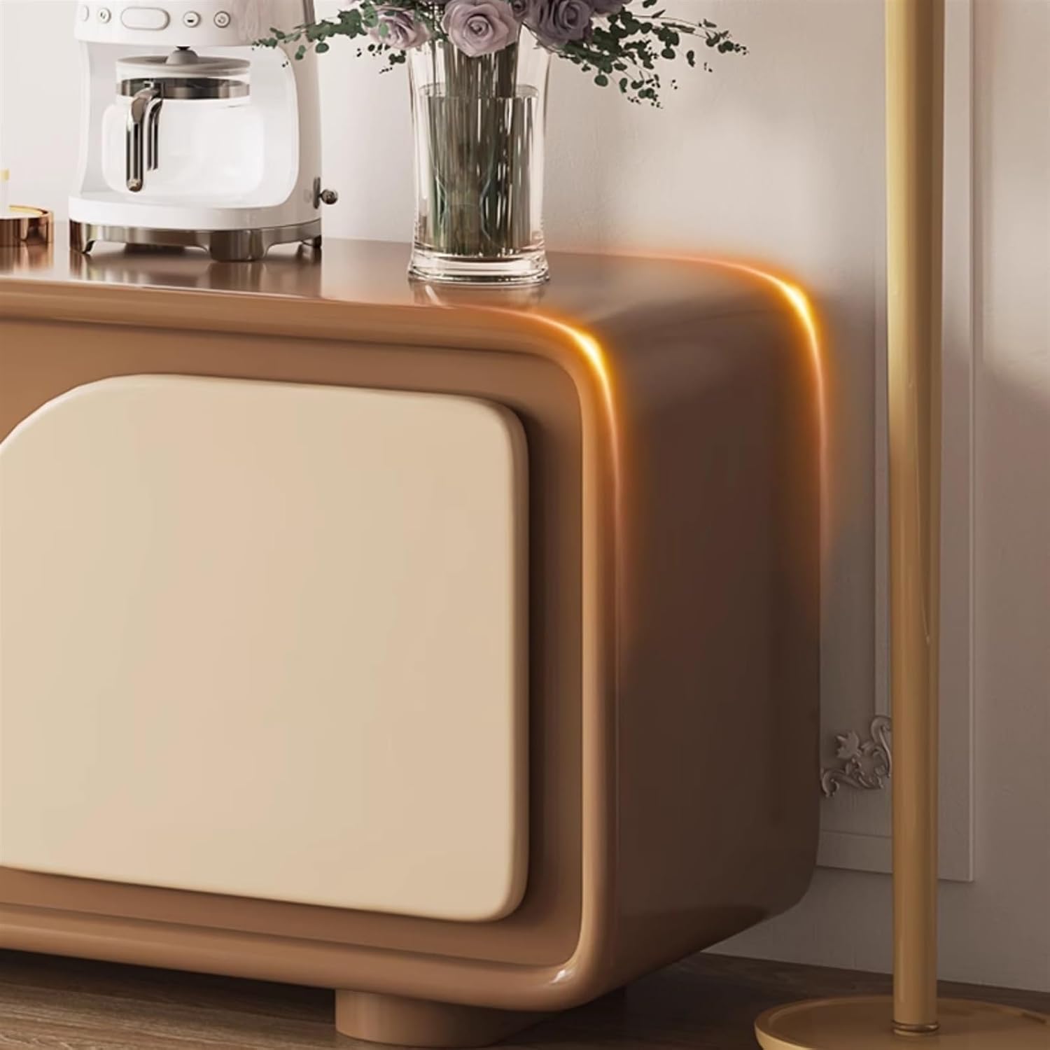 TV Stand Cabinet 4pcs Arched Door Design TV Cabinet Floor Living Room Simple Small Apartment Storage Cabinet TV Cabinet TV Console