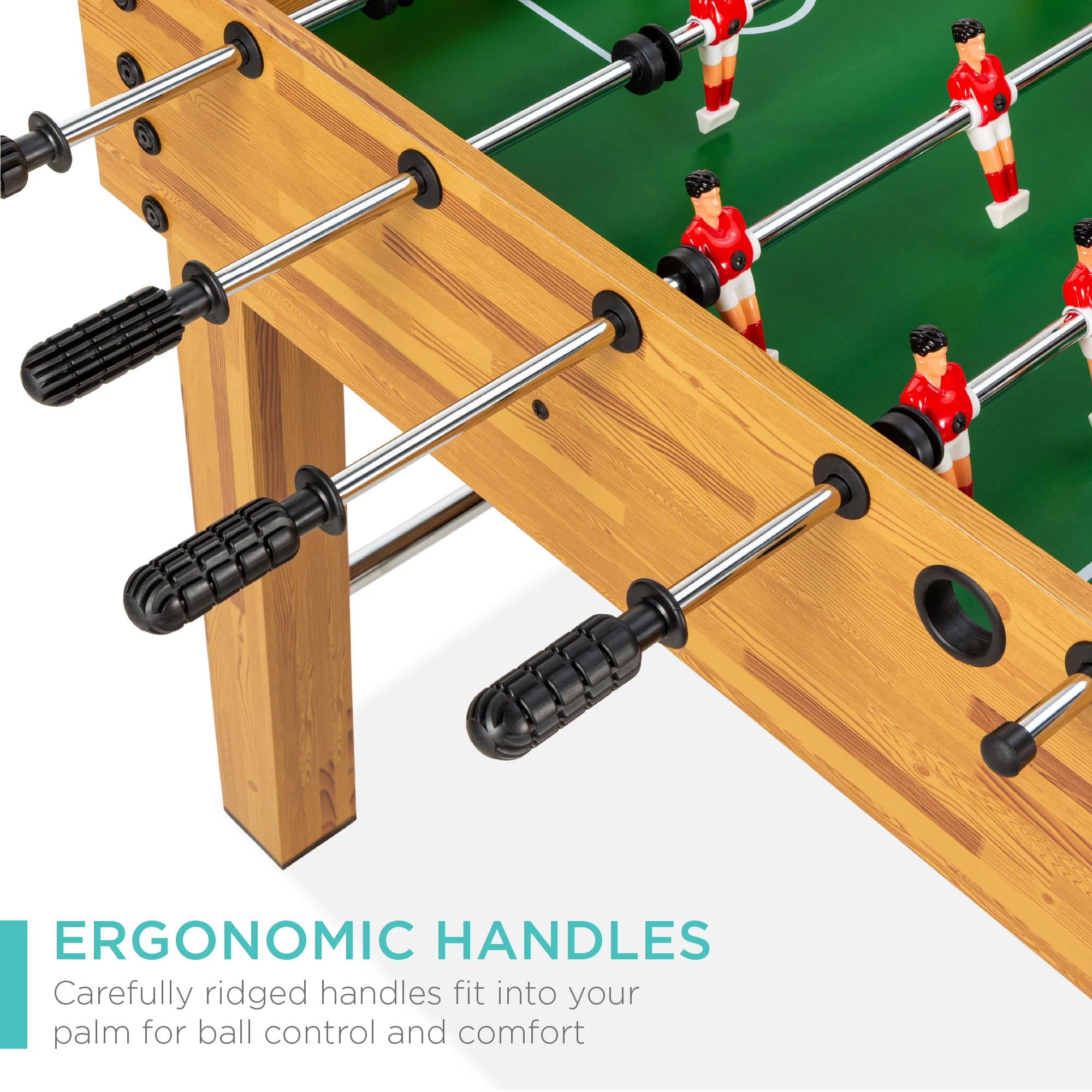 Best Choice Products 48in Competition Sized Foosball Table for Home, Game Room w/ 2 Balls, 2 Cup Holders - Light Brown