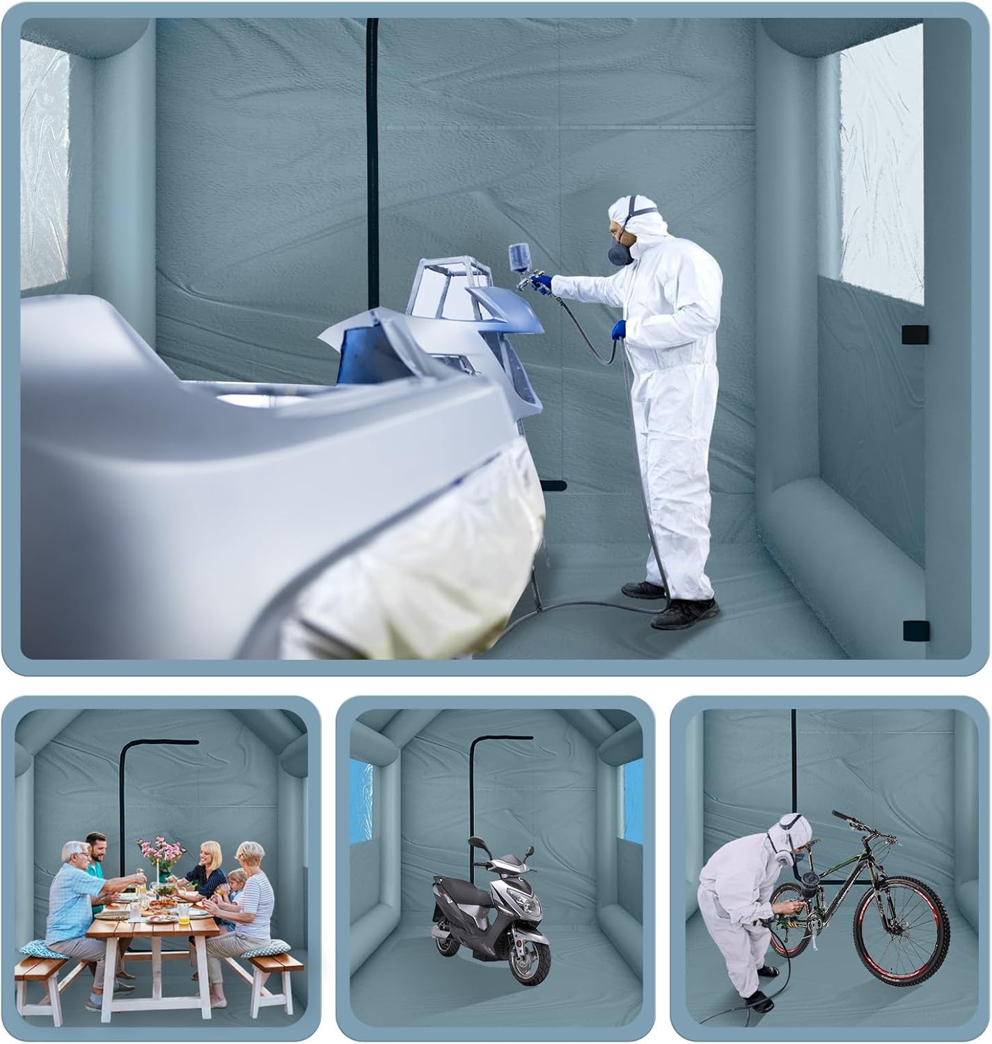 XHYCPY Inflatable Paint Booth 20 x 13.5 x 9.7ft Portable Inflatable Spray Booth Tent with 1100W Blower for DIY Spray Car Parts Painting