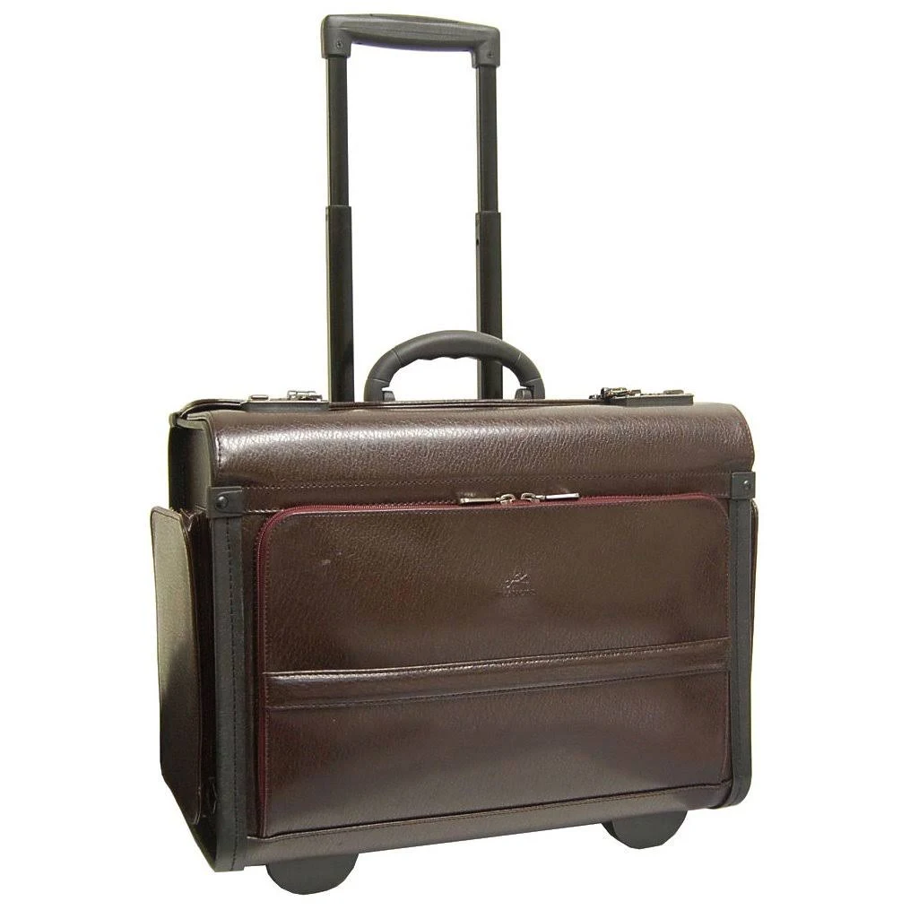 Mancini Leather Goods Wheeled Laptop Catalog Case Black