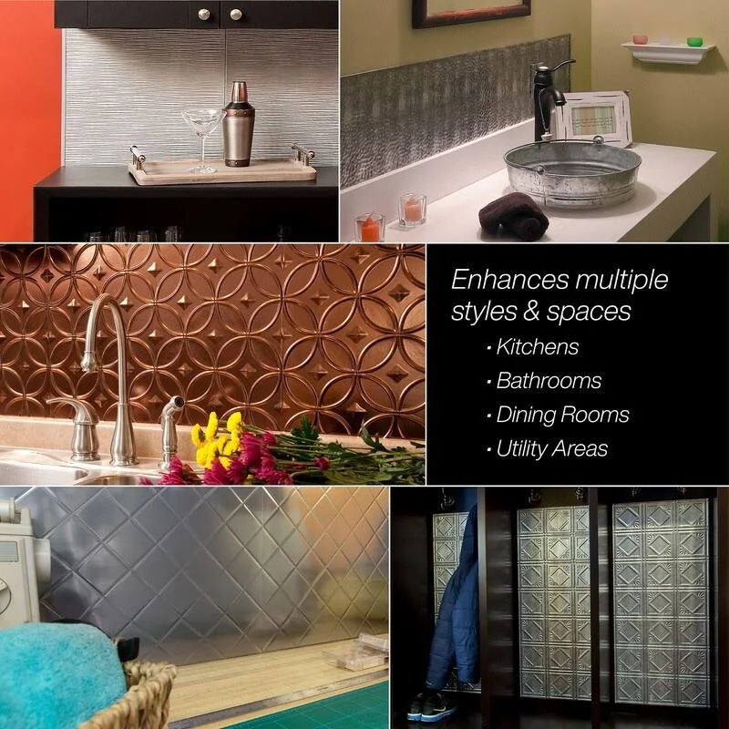 Fasade 18in x 24in Traditional Style/Pattern #10 Polished Copper Backsplash Panel (5 Pack)